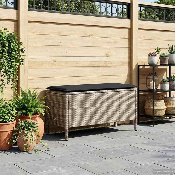 vidaXL Tuin Voetenbank Grijs en Donkergrijs 80 x 38 x 45 cm, Tuin en Terras, Tuinsets en Loungesets, Nieuw, Verzenden