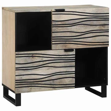 vidaXL Dressoir Wit 80 x 33 x 75 cm massief mangohout, Huis en Inrichting, Verzenden, Nieuw