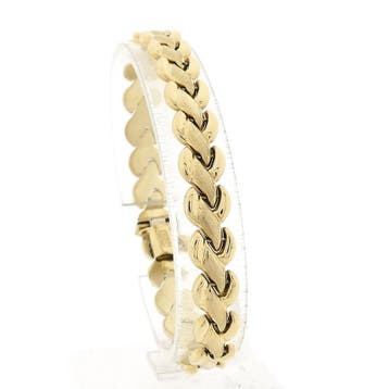 Gouden fantasieschakel armband | 19 cm (Schakelarmband), Ophalen of Verzenden, Gebruikt, Goud, Goud