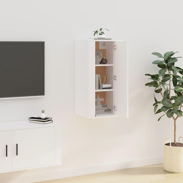 vidaXL Tv-wandmeubel 40x34,5x80 cm wit, Maison & Meubles, Armoires | Mobilier de télévision, Envoi