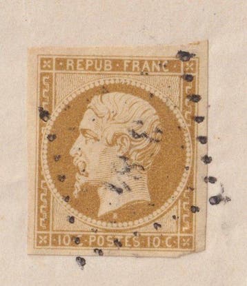 France 1853 - Prince Président. N° 9 oblitéré sur faire part