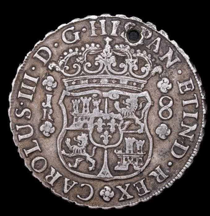 Spanje. Carlos III. 8 Reales 1770 Potosi JR, Postzegels en Munten, Munten | Europa | Niet-Euromunten