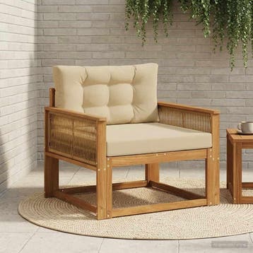 vidaXL Buiten Midden Sofa Naturel, Huis en Inrichting, Zetels | Voetbanken en poefs, Verzenden, Nieuw