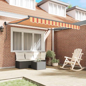 vidaXL Electric Awning 3,5 x 2,5 m Geel en oranje gestreept, Verzenden, Nieuw