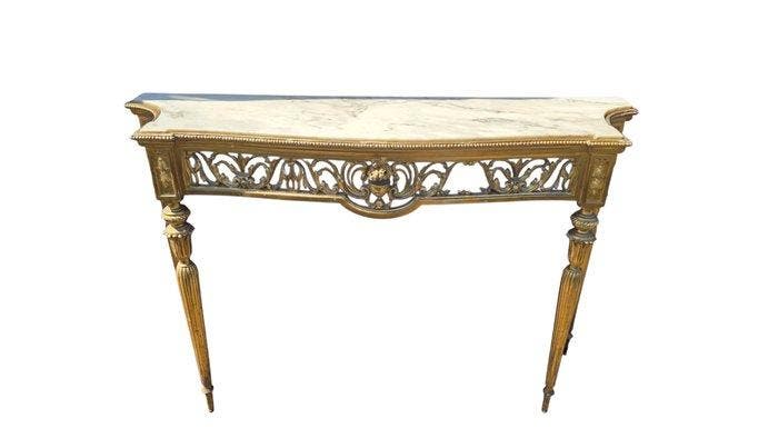 Console - Bois, Marbre, Antiek en Kunst, Antiek | Overige Antiek