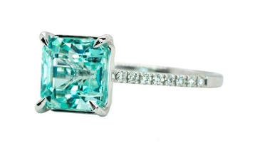 Bague - 14 carats Or blanc, Pastel bleu verdâtre (Sans, Nieuw