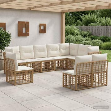 vidaXL Buiten bank set Naturel Polyester, Tuin en Terras, Verzenden, Nieuw