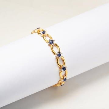Zonder minimumprijs - Armband Zilver - 1.08ct. tw. Saffier -