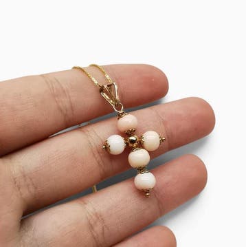 Koraal - Zilver - Ketting met hanger - handgemaakt