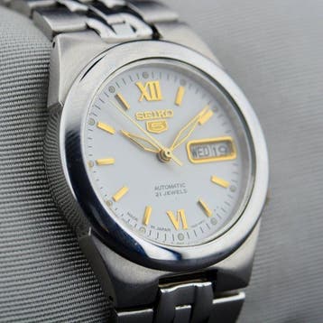 Seiko - 5 Automatic White Dial - Zonder minimumprijs -