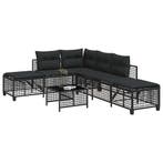 vidaXL 3-delige Loungeset met kussens poly rattan zwart, Verzenden
