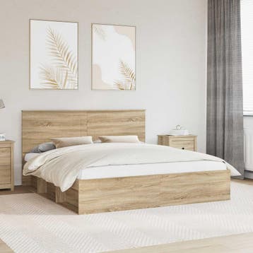 vidaXL Bedframe met hoofdeinde Sonoma 180 x 200 cm Massief, Verzenden