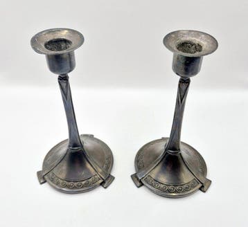 Jugendstil 1905 - Chandelier (2) - Étain, Plaqué(e) argent