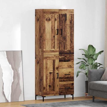 vidaXL Highboard 2 st Oud Hout 69,5 x 34 x 180 cm Bewerkt, Verzenden