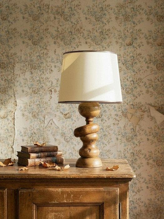 Lamp - Hout - Vintage, Antiquités & Art, Curiosités & Brocante