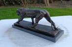 Sculpture, zeer grote zware bronzen panter - 23 cm - marbre