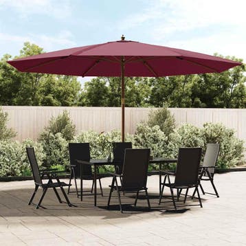 vidaXL Parasol met houten paal 400x273 cm bordeauxrood, Verzenden
