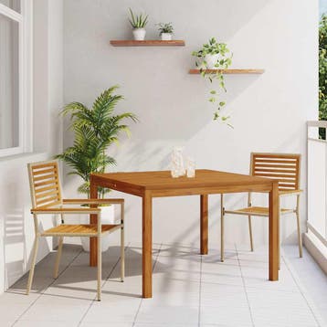 vidaXL Tuin Eettafel Set 3 st Beige Massief Acacia Hout, Verzenden, Nieuw