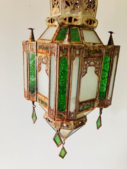 Lantaarn - Glas, Metaal - Oosterse lantaarn, Antiquités & Art, Curiosités & Brocante