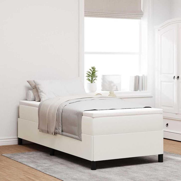 vidaXL Boxspring bed Crème 80 x 200 cm Corduroy stof, Huis en Inrichting, Slaapkamer | Bedden, Nieuw, Verzenden