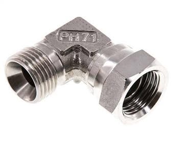 G 1/2 M/F RVS L-Fitting 90graden 300 Bar - Hydrauliek, Verzenden
