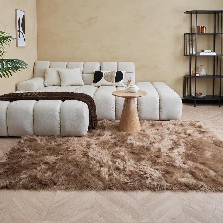 Hoogpolig vloerkleed - bruin - 160 x 230 cm, Maison & Meubles, Ameublement | Tapis & Moquettes, Envoi