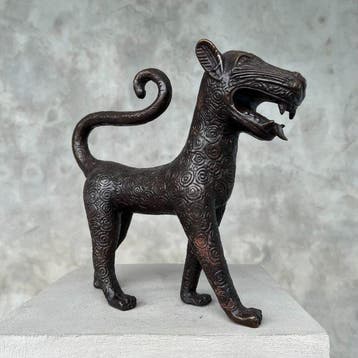Sculpture, Sculpture, Gorgeous Walking Benin Leopard