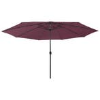vidaXL Parasol met LED-verlichting 400 cm bordeauxrood, Verzenden, Nieuw