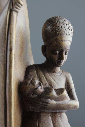 Snijwerk, African Holy Family - 29 cm - Hout