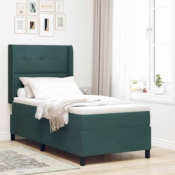 vidaXL Boxspring bed met hoofdeinde Donkergroen 80 x 200 cm, Verzenden