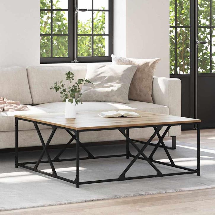 vidaXL Salontafel Artisan Eiken 100 x 100 x 40 cm Bewerkt, Maison & Meubles, Tables | Tables de salon, Envoi