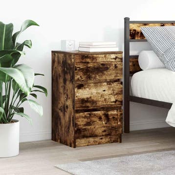 vidaXL Nachtkastje met 3 lades 39x35x65 cm gerookt, Huis en Inrichting, Slaapkamer | Nachtkastjes, Verzenden, Nieuw