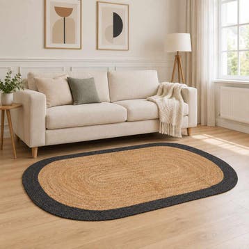 vidaXL Gebied Tapijt Donkergrijs 122 x 183 cm Jute, Maison & Meubles, Verzenden