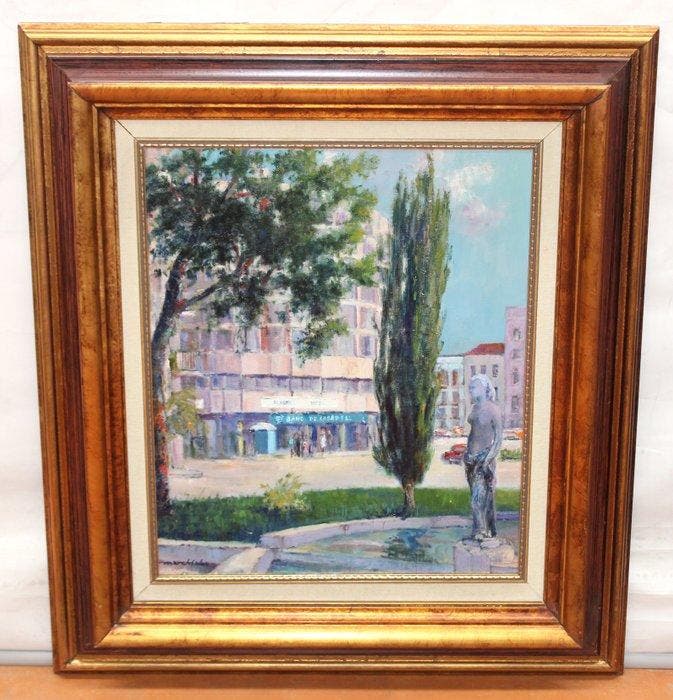 Antoni March i Salas (1923–2022) - Plaza Bonavista (Manresa), Antiquités & Art, Art | Peinture | Classique