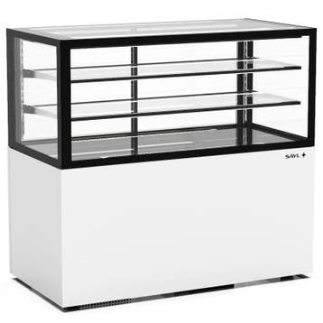 Neutrale Vitrine | INTEGRA | Wit/Zwart | 3 Niveaus | Wielen, Verzenden, Nieuw in verpakking