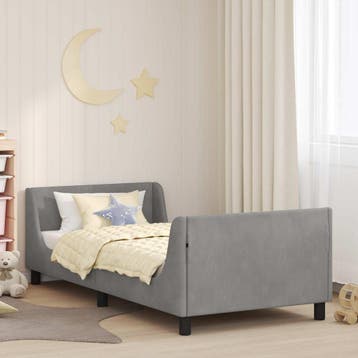vidaXL Kinderen bedframe met hoofdboard Lichtgrijs 90 x 190, Verzenden