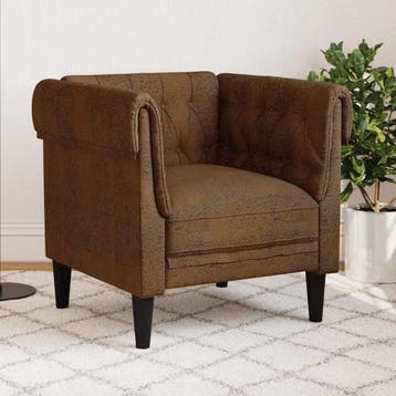 vidaXL Fauteuil Chesterfield-stijl stof bruin, Verzenden, Nieuw
