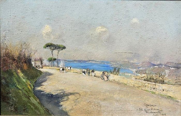 Giuseppe Casciaro (1863 - 1941) - Il parco della Rimembranza, Antiek en Kunst, Kunst | Schilderijen | Klassiek