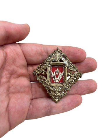Reliekhouder - Brons, Gouden cartouche, Glas - 20e eeuw -, Antiek en Kunst