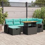 vidaXL 7-delige Loungeset met kussens poly rattan acacia, Verzenden, Nieuw, Loungeset