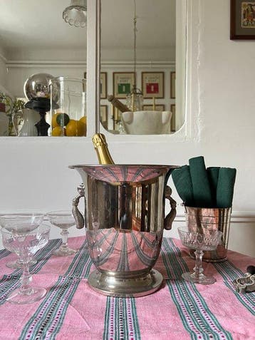 Champagne koeler - zilveren metaal - Emmer decoratieve