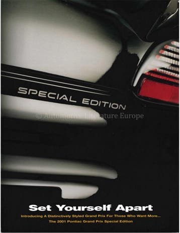 2001 PONTIAC GRAND PRIX SPECIAL EDITION BROCHURE ENGELS, Nieuw