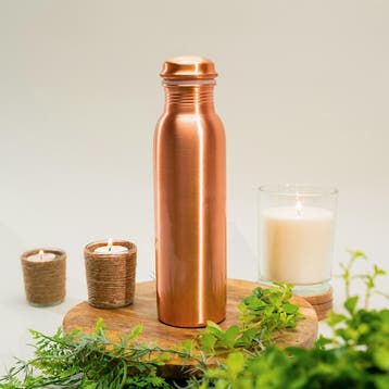 Puur Koperen Waterfles Glad - 950 ml, Ophalen of Verzenden, Nieuw