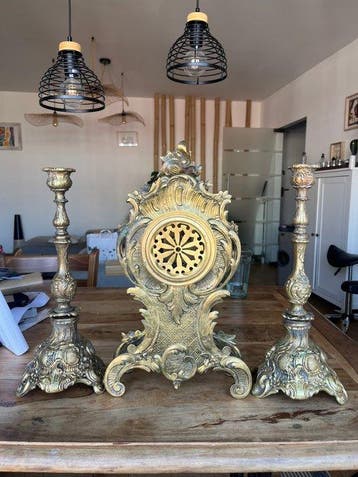 Horloge et parure de cheminée (3) - August Schatz & Söhne -