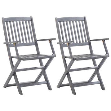 vidaXL Tuinstoelen inklapbaar 2 st massief acaciahout, Verzenden, Nieuw