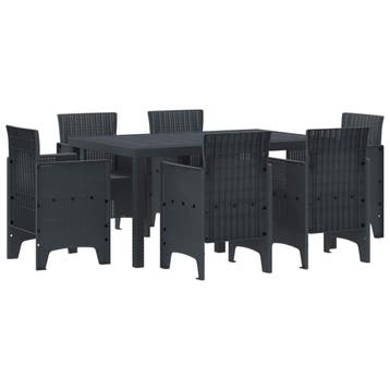 vidaXL Tuin Eettafel Set 7 st Antraciet Polt riet, Verzenden