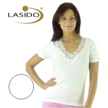 Kanten hemd Lasido dames korte mouwen | WIT | GROOTHANDEL, Verzenden