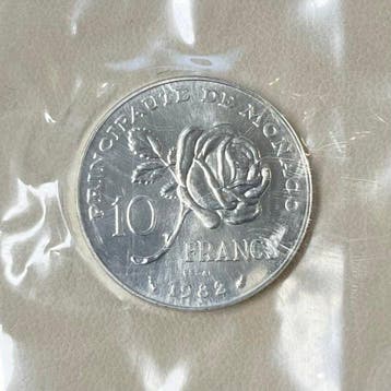 Monaco. 10 Francs 1982 Grace Kelly. Silber Essai (Zonder