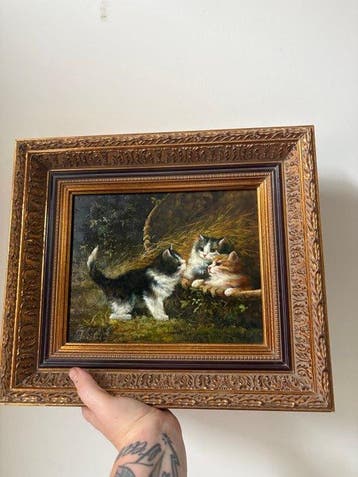 Belgian School (XX), signed E. Jacobs - Playfull kittens, Antiek en Kunst