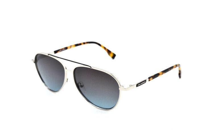 Karl Lagerfeld - ICON #7 KL344S 040 - Silver & Black Aviator, Bijoux, Sacs & Beauté, Lunettes de Soleil & Lunettes | Femmes